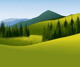 Beautiful fields landscapes vector set 24