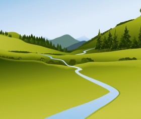 Beautiful fields landscapes vector set 25