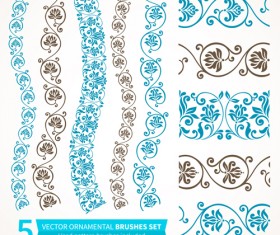 Beautiful floral seamless borders vector set 02