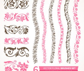 Beautiful floral seamless borders vector set 03