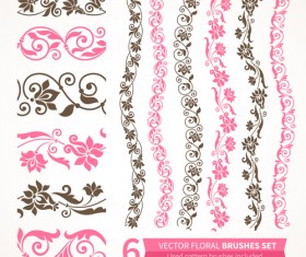 Beautiful floral seamless borders vector set 04