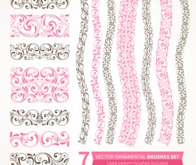 Beautiful floral seamless borders vector set 06