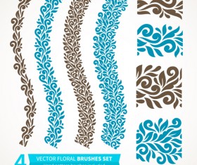 Beautiful floral seamless borders vector set 07