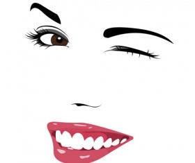 Beautiful girl face design vector set 04