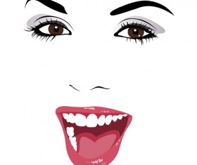 Beautiful girl face design vector set 05