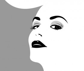 Beautiful girl face design vector set 06