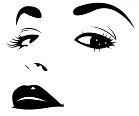 Beautiful girl face design vector set 07