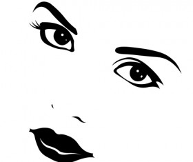 Beautiful girl face design vector set 08