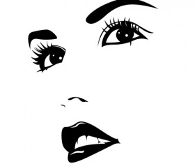 Beautiful girl face design vector set 09