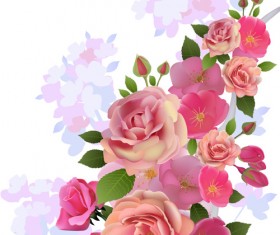 Beautiful pink flowers vector background set 02