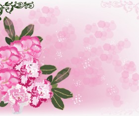 Beautiful pink flowers vector background set 08