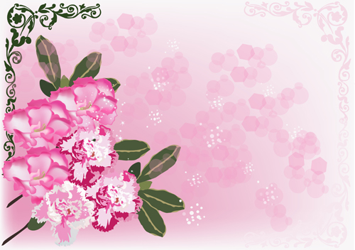 Beautiful pink flowers vector background set 08