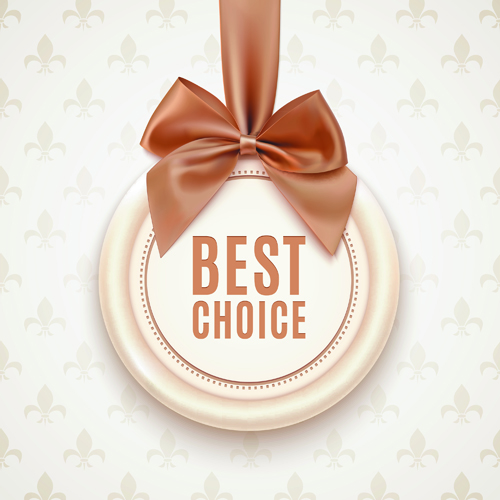 Beige bow card template vector 01