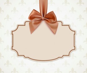 Beige bow card template vector 02