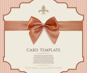 Beige bow card template vector 04