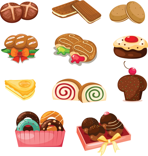 Biscuits and cakes set vector