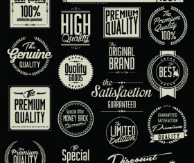 Black and white sale labels retro style vector
