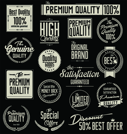 Black and white sale labels retro style vector free download