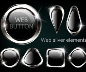 Black glass textured web button vector