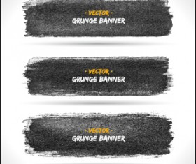 Black ink grunge banner vector set 01