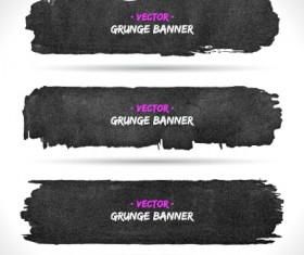 Black ink grunge banner vector set 02