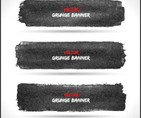 Black ink grunge banner vector set 05