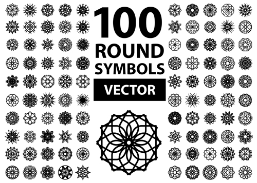 Black round icons symbols vector 01