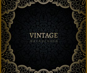 Black with golden vintage background art vector 01