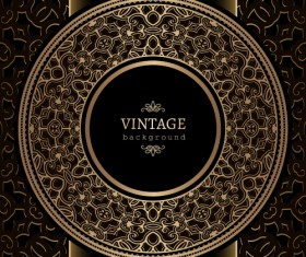 Black with golden vintage background art vector 04