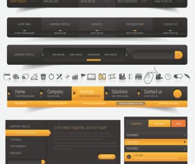 Black with yellow website navigation vector design