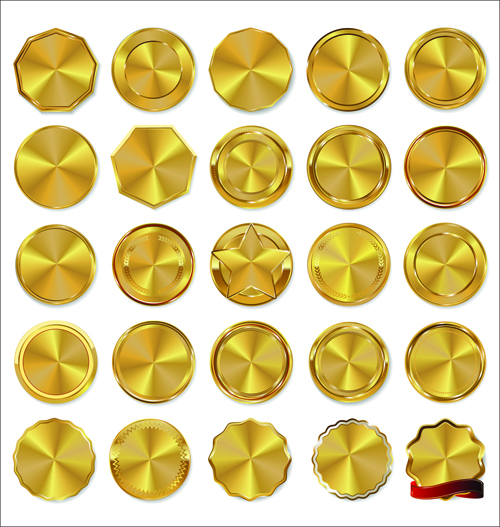Blank gold badges vector material 01