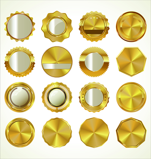 Blank gold badges vector material 02