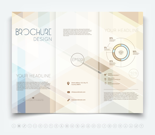 Bright brochure folding cover design vector 01