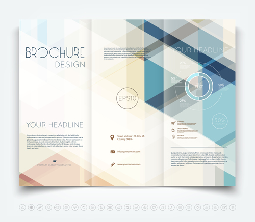 Bright brochure folding cover design vector 02