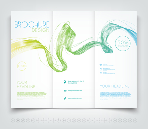 Bright brochure folding cover design vector 03