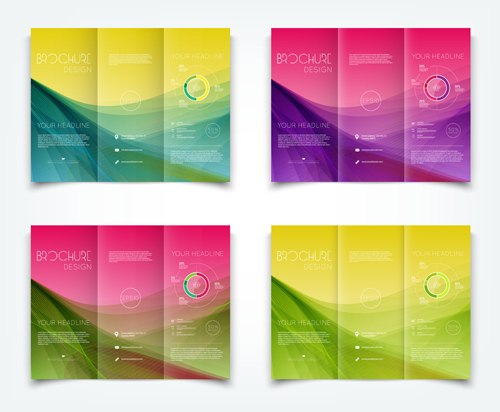 Bright brochure folding cover design vector 06
