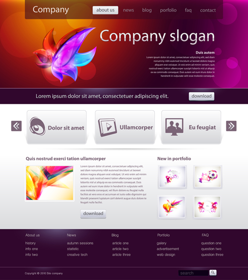 Bright clean company website template vector