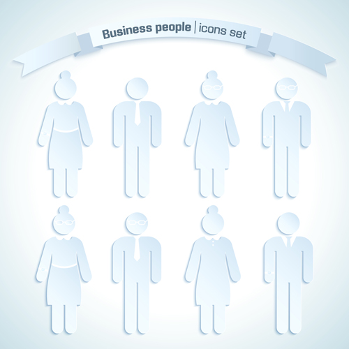 Business people white icons material 02