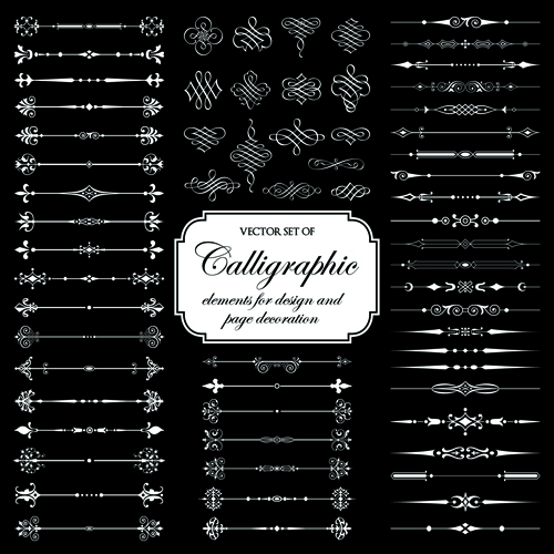 Calligraphic and decoration elements vector set