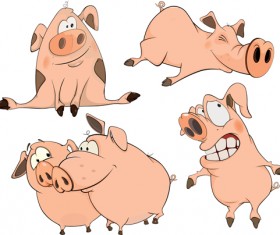 Cartoon big nose pig vector design 02