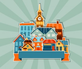 Cartoon building background vector