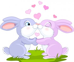 Cartoon rabbit with love vector material