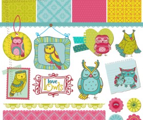 Cartoon style Scrapbook illustration vector set 02