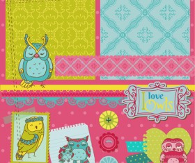 Cartoon style Scrapbook illustration vector set 04