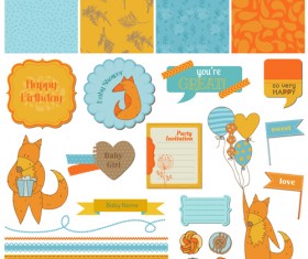 Cartoon style Scrapbook illustration vector set 05