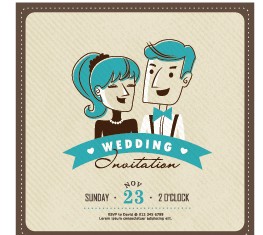 Cartoon style wedding invitation cards 01
