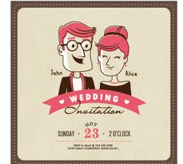 Cartoon style wedding invitation cards 02