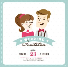 Cartoon style wedding invitation cards 03