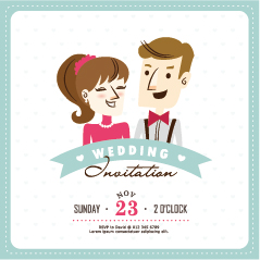 Cartoon style wedding invitation cards 03 free download