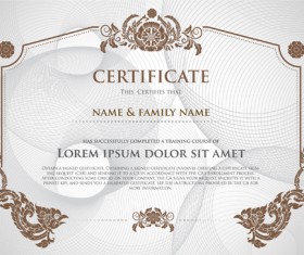 Certificate template with retro frame vector 01